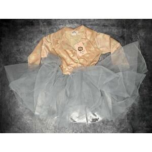 New! Mia Bella Pink Cream & Gray Tutu Dress Girls Size 2T-3T Longsleeve